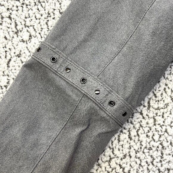 Bradley Bayou Genuine Suede Leather Jacket Womens XL Gray Studded Button Front - Picture 10 of 16